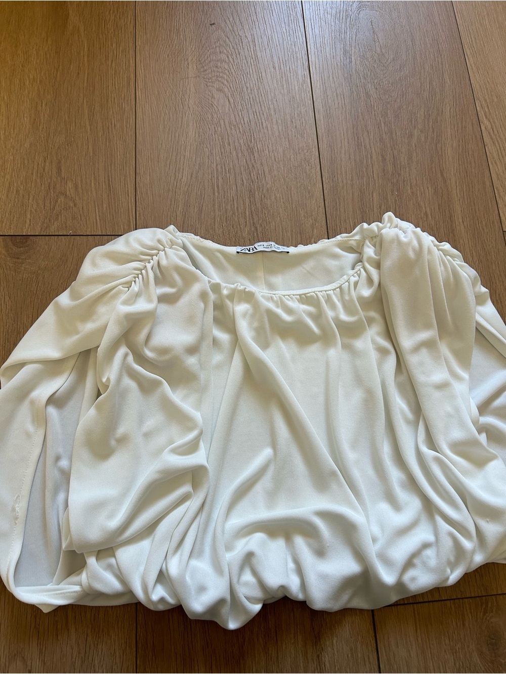 Zara Cream Elastic Cropped Blouse - Picture 2 of 5